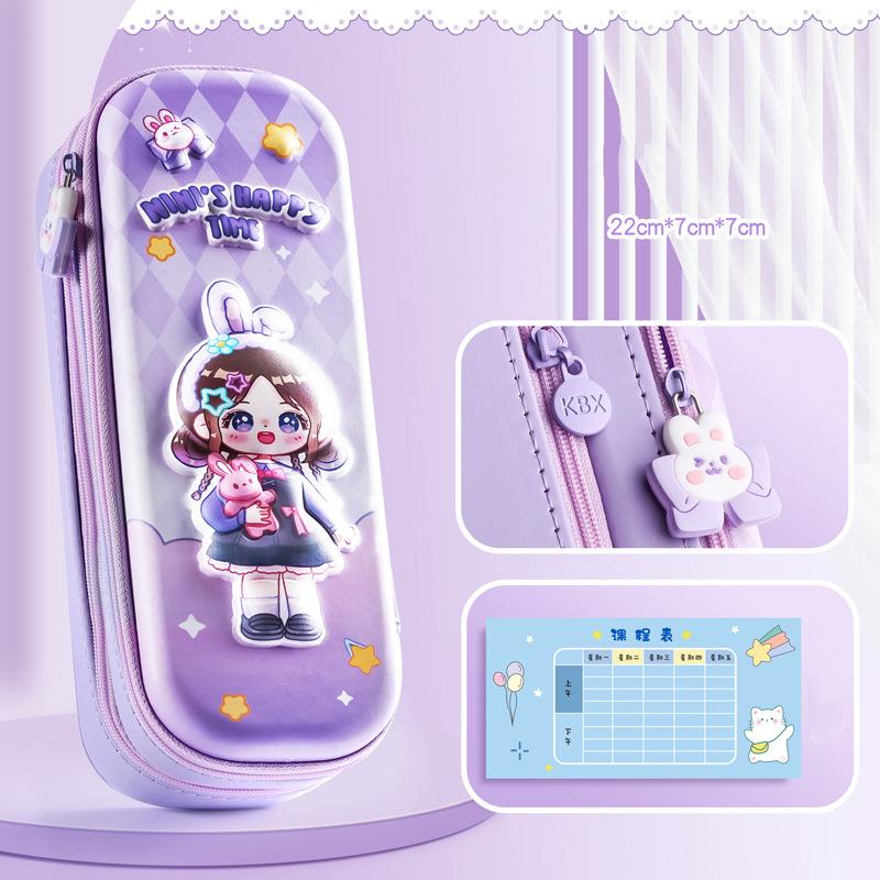 

3D Astronaut Pencil Case Boys Stationery Popular Student Double-Layer Large Capacity Waterproof Pink Rabbit