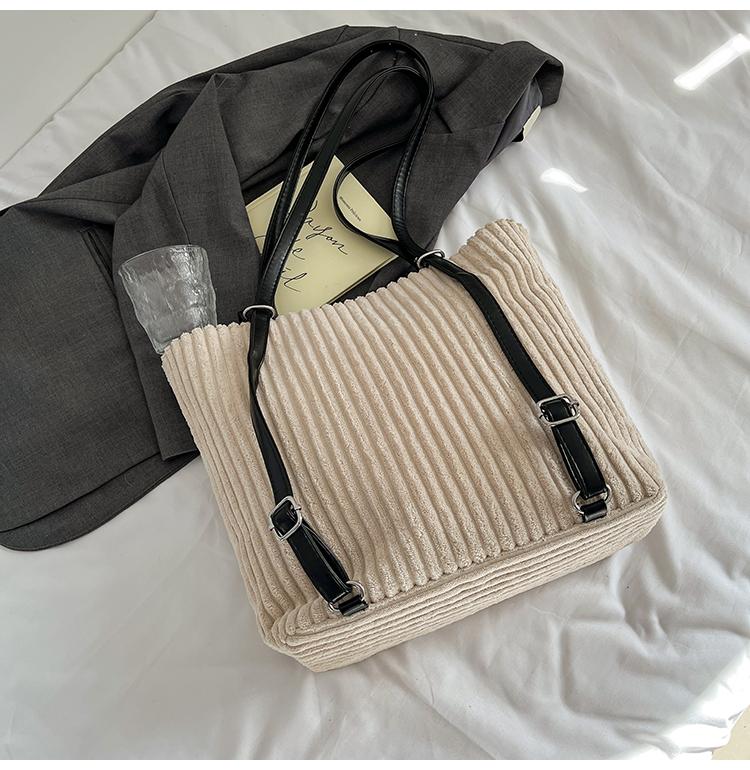 Corduroy Tote Bag Women's Shoulder Bag Large Capacity Multi-Function Backpack