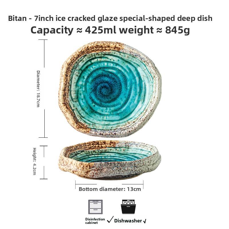 1PC 8-inch Chinese design ceramic bowl, household Japanese ramen bowl, retro tableware, restaurant