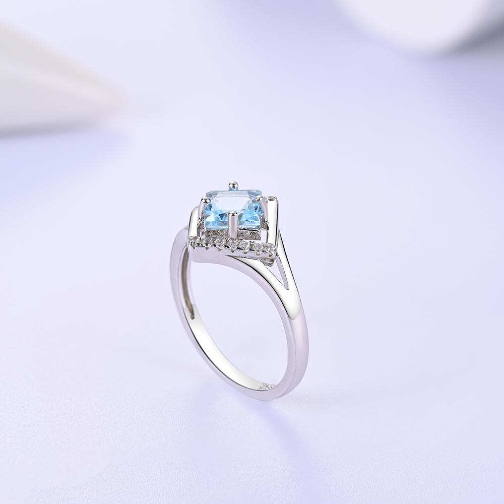 Inel superb cu topaz albastru natural, argint 925, lumina elegantă, femei de lux, cadou pentru aniversare și petrecere și banchet