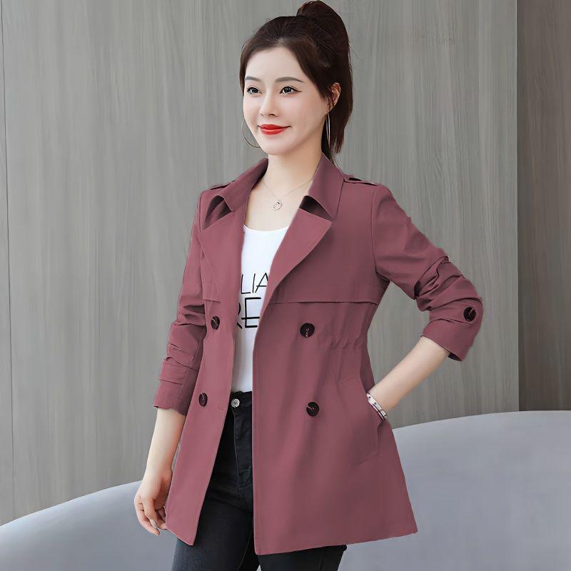 February & August 2025 Women's Short Trench Coat - Stylish, Slimming, Petite Mid-Length for Spring