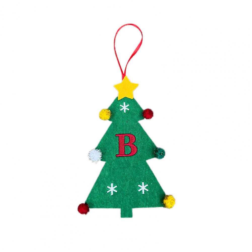Christmas Tree Pendant Ornament with Lanyard 26 Letter Design Felt Fabric Holiday Xmas Tree Hanging Decoration