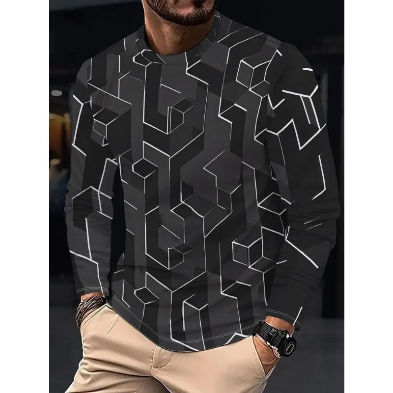 Autumn Men's 3D Printed Crew Neck Long Sleeve T-Shirt