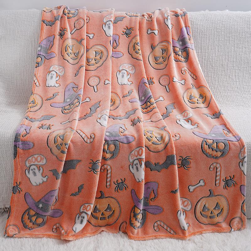 Halloween Sofa Throw Blanket for Couch, Plaid Decorative Blanket for Living Room Fall Decor