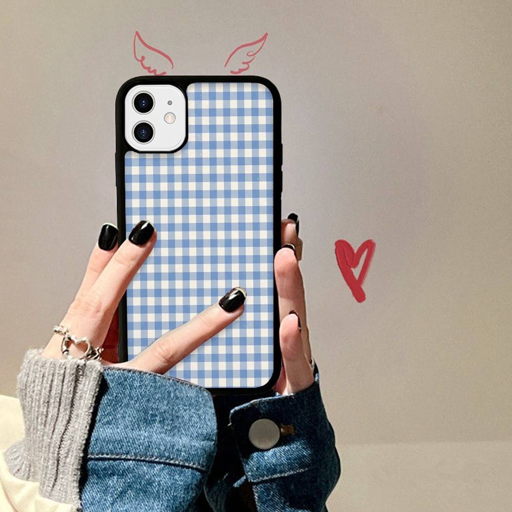 

Simple Chic Lattice Pattern For IPhone 17 16 15 14 13 Pro 12 11 Pro Max Hard PC+TPU Phone Cases Back Cover iPhone 12 pro
