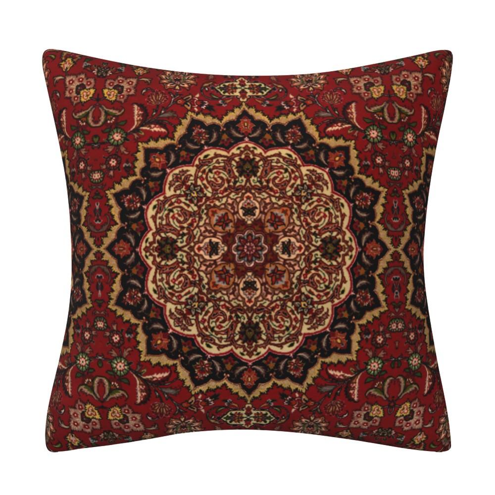 Kissenbezug inspiriert von türkischen Teppichen: Traditionelles Medaillonmuster in sattem Rot & Marineblau Böhmische Wohnkultur Kissenbezug