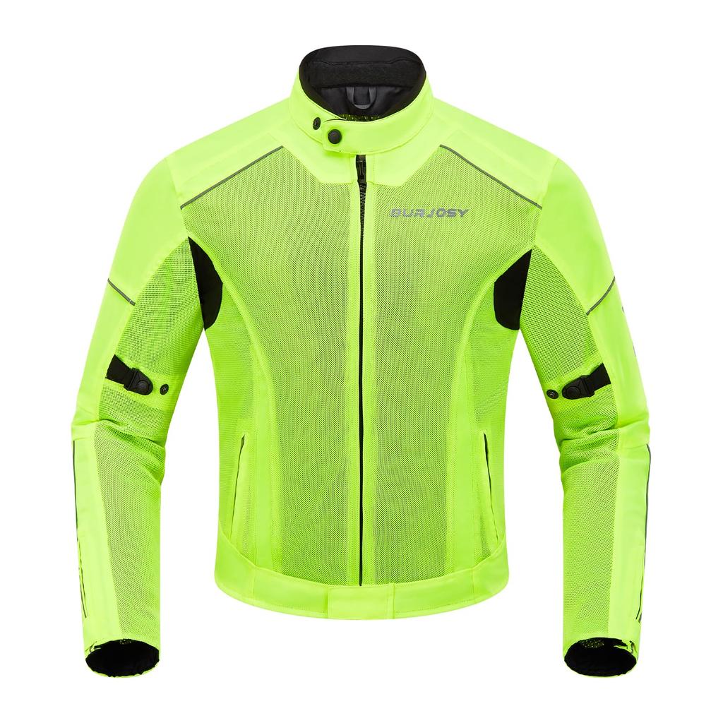 Motorcycle Protective Mesh Jacket for Spring and Excellent Comes with a Wearable Adjustable Waist and Cuffs with Reflectors [Burjosy] Summer,