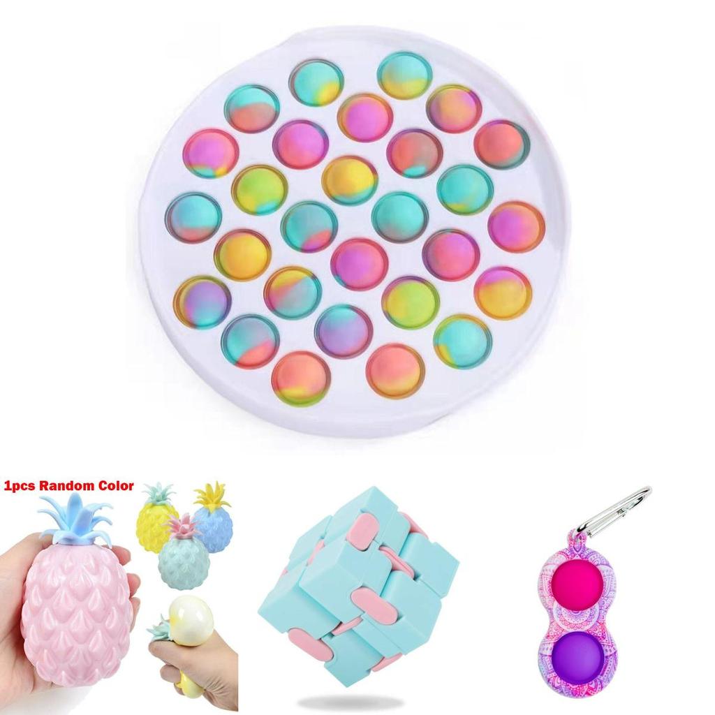 Colorful Fidget Toys Set Featuring Infinity Cube And Simple Dimple Stress Relief Tools