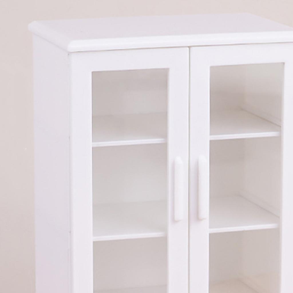 2Pcs/Set 1:12 1:6 Scale Miniature Dollhouse Bookcase Cabinet Set Mini Dollhouse Display Shelf Model Tiny Floor Storage Bookshelf Furniture Accessories