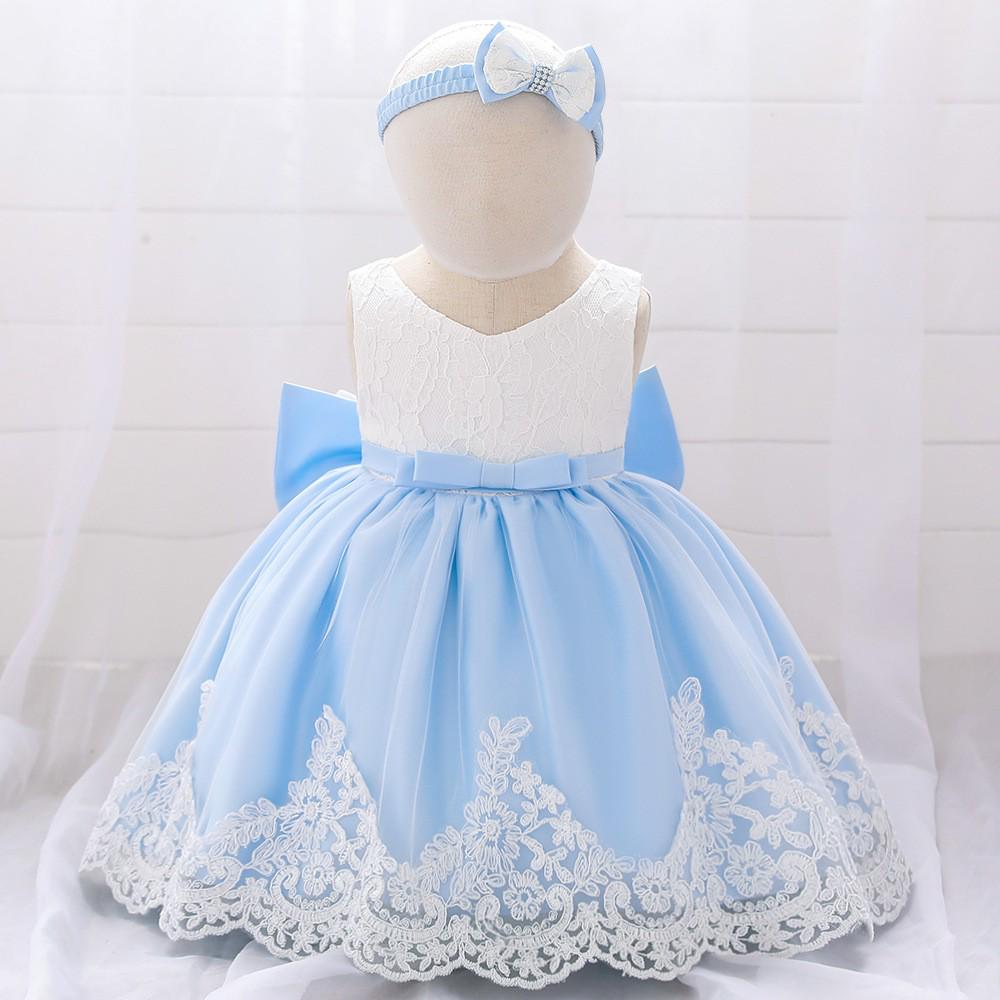 Infant Girls' First Birthday Lace Princess Dress with Bow
