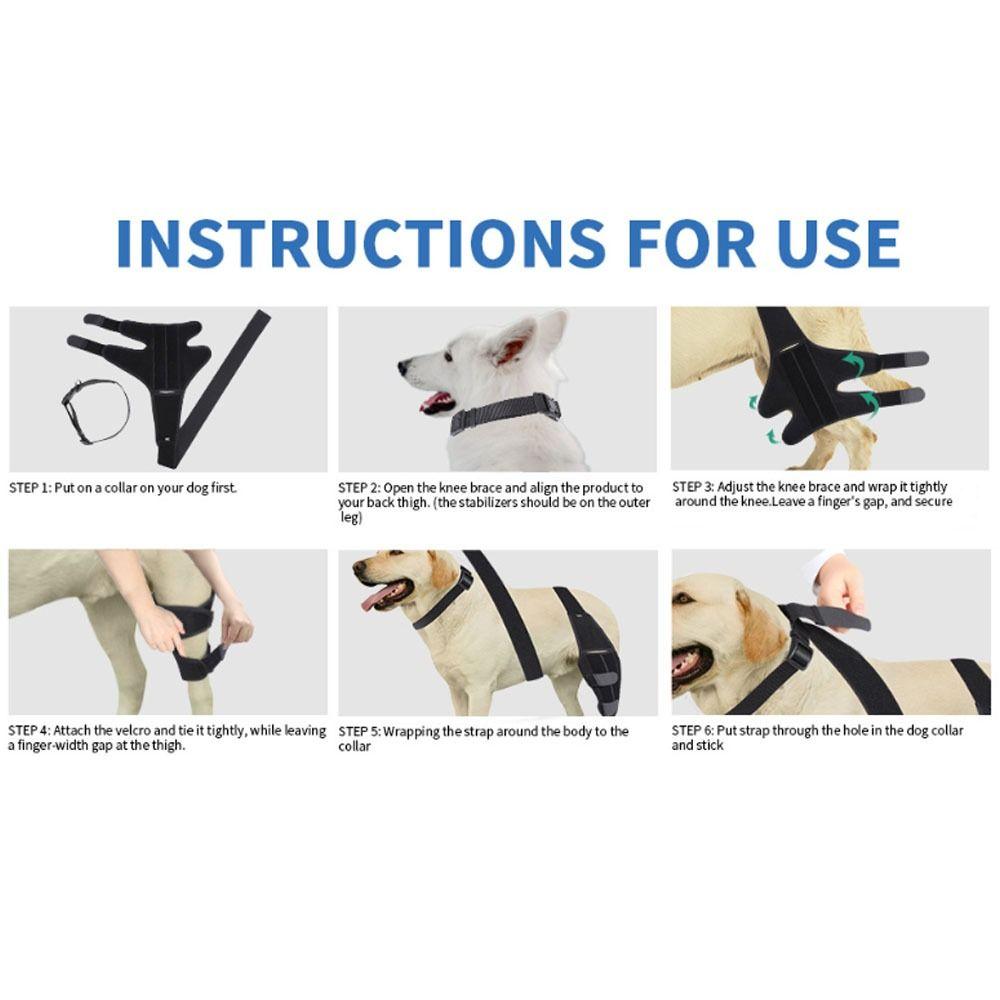 Verstellbare Hunde-Knieorthese Atmungsaktiver Knie-Wundschutz für Haustiere für Hinter- und Vorderbeine