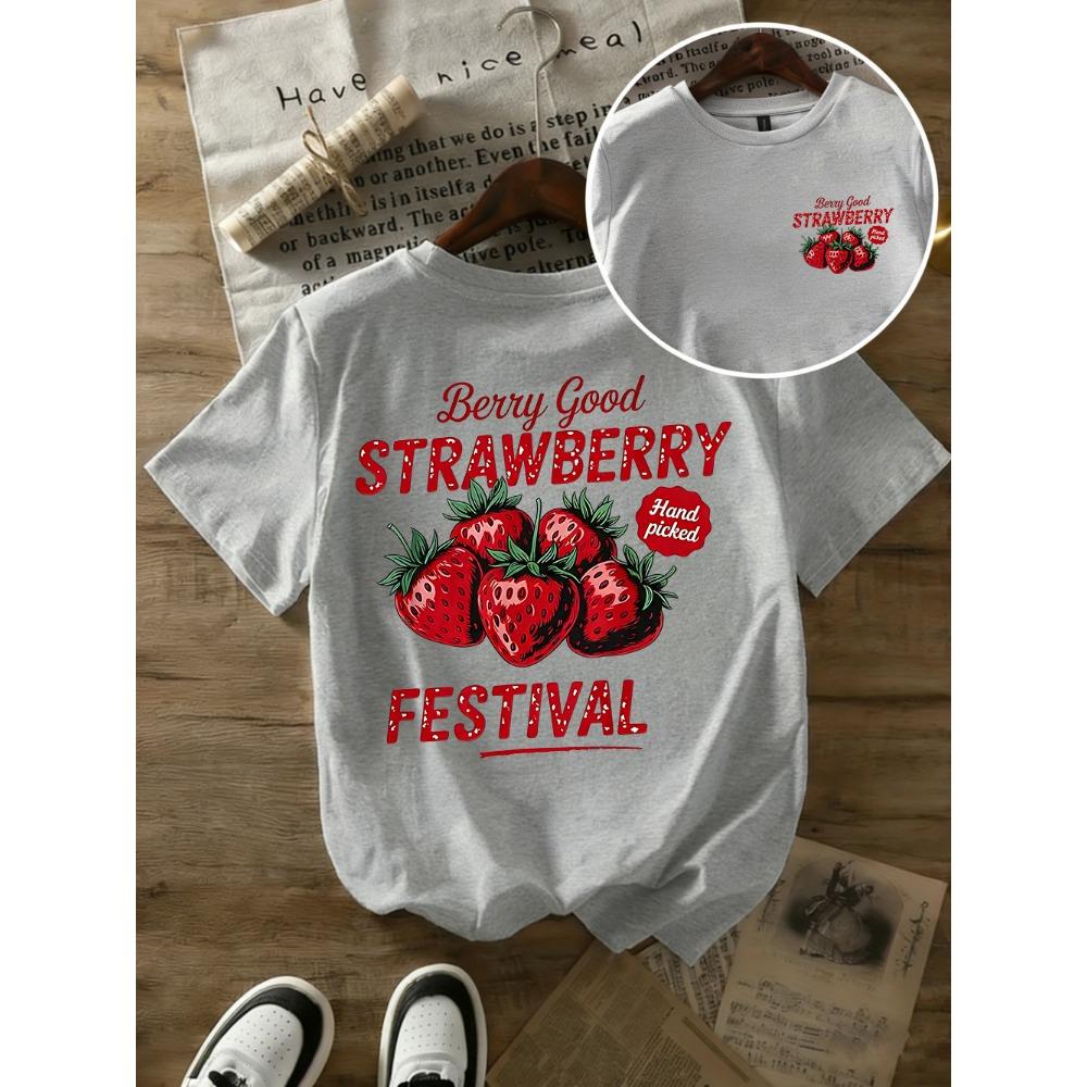 Berry Good Strawberry Printed Cotton T-Shirts Women Summer Short Sleeve T Shirt Casual Soft Oversized Tops Basic O-Neck Clothes