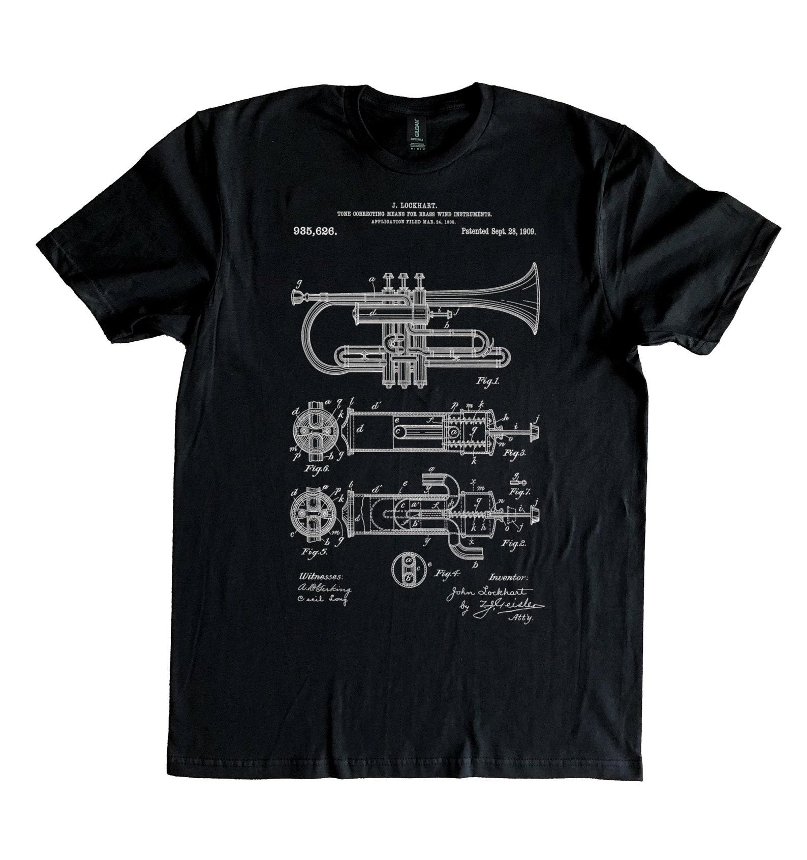 Trumpet Brass Wind Instrument Player Patent 100% Cotton T-Shirt S-XXXL 4XL