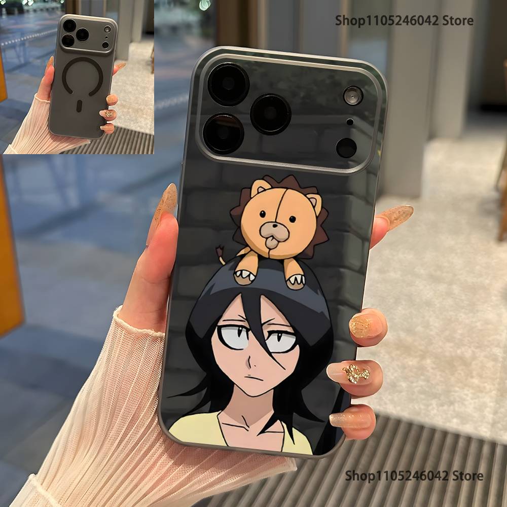 

R-Rukia Anime-E KuchikiS Transparent gray Phone Case For iPhone 17,16,15,14,13,12,11,Pro,Max,Plus Magnetic Wireless Charging iPhone17promax
