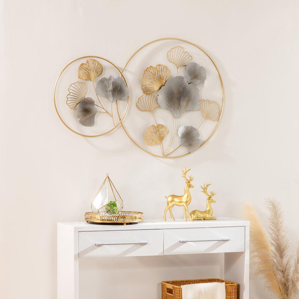Large Metal Wall Art, Modern Hanging Wall Sculpture with Unique Multi-leaf Design