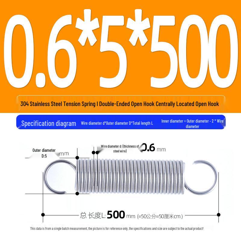 Arc de extensie din oțel inoxidabil 304 de 500 mm cu cârlige deschise și inel cu buclă dublă, personalizabil.