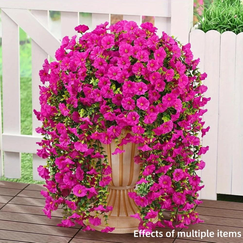 Artificial Morning Glory Hanging Vines – Realistic Outdoor Flowers for Garden Decor, Weddings, Offices,Multiple Combinations