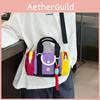 Blocking Design Color Kid Casual Single Shoulder Cylindrical Bag Pendant With