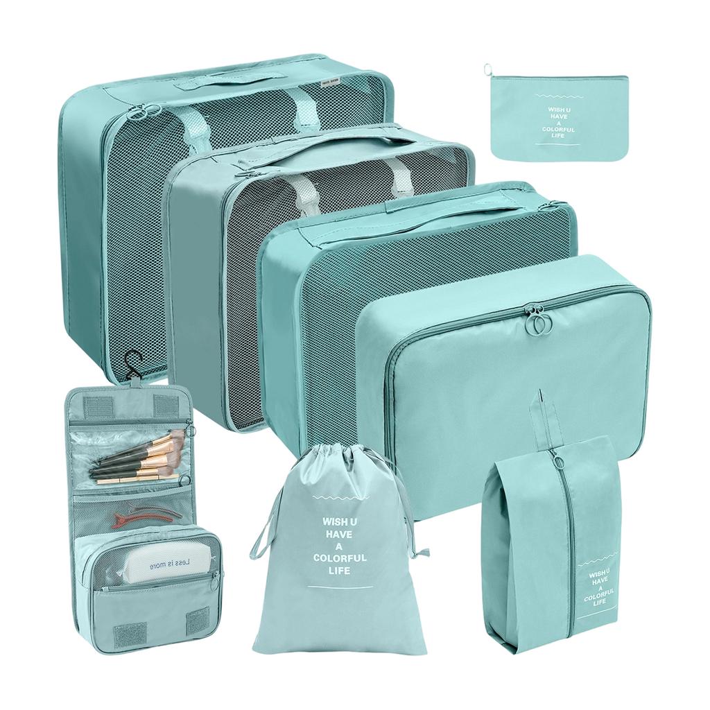 8-Piece Travel Packing Cubes Set - Large Capacity Luggage Organizers for Suitcase, Clothes and Shoes Storage Bags, Portable Travel