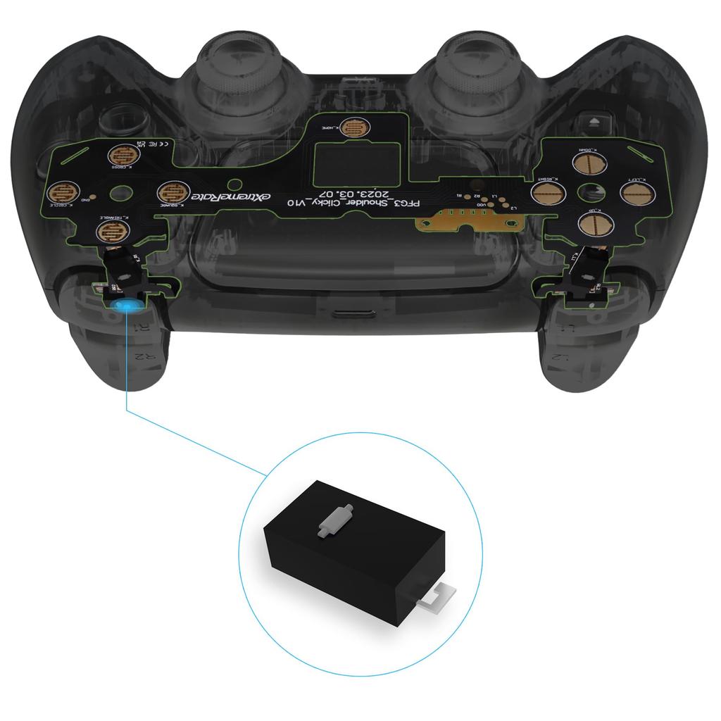 EXtremeRate Mikroschalter Starke Version Clicky Hair Trigger Kit für Kompatibel mit PS5 Controller Schulter Ergonomisch Gestalteter Mikroschalter Bumper