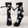Halloween Themed Magnetic Link Socks Soft Unisex Short Socks With Ghosty Pumpkin Patterns Practical Polyester