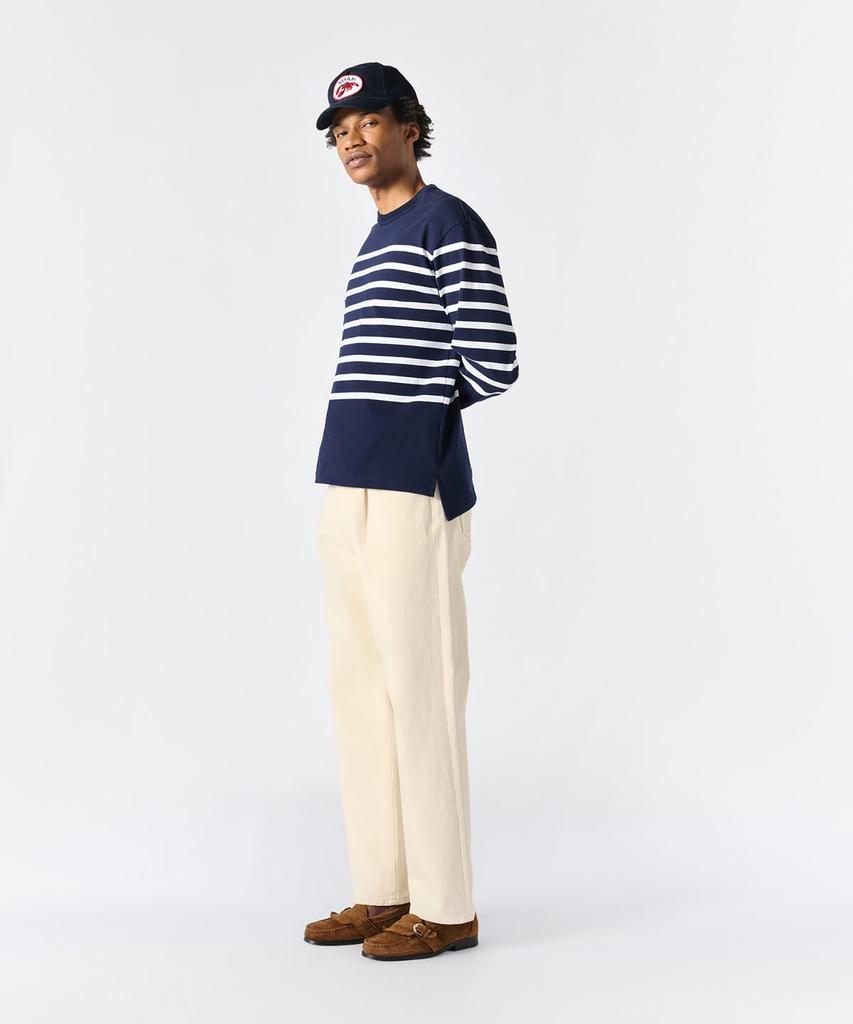 Noa (U) Brushed Cotton Pleated Jeans Natural