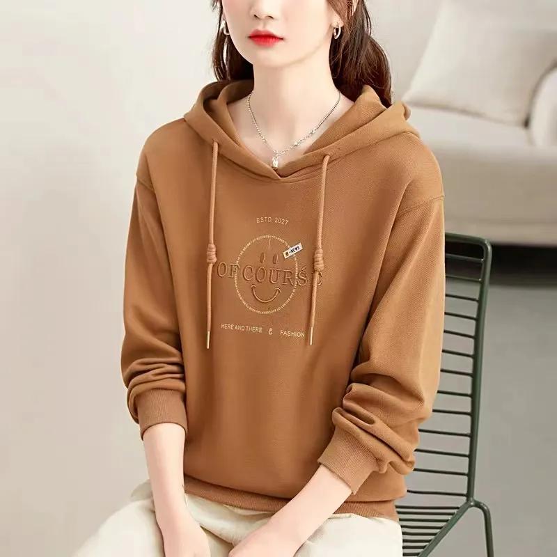 Hooded Sweater Women's Spring and Autumn Long-sleeved Blouse Temperament Loose and Thin Casual Jacket