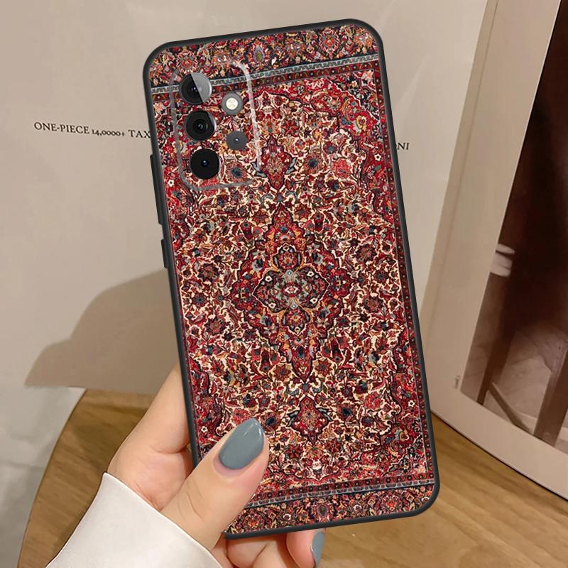 Persian Carpet Floral Pattern Case For Samsung Galaxy A55 A35 A15 A54 A34 A14 A33 A53 A13 A23 A17 A06 A16 A56 A36 A32 A52