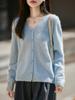 Korean-Style Elegant Wool Knit V-Neck Cardigan for Women - 2025 Fashion Collection