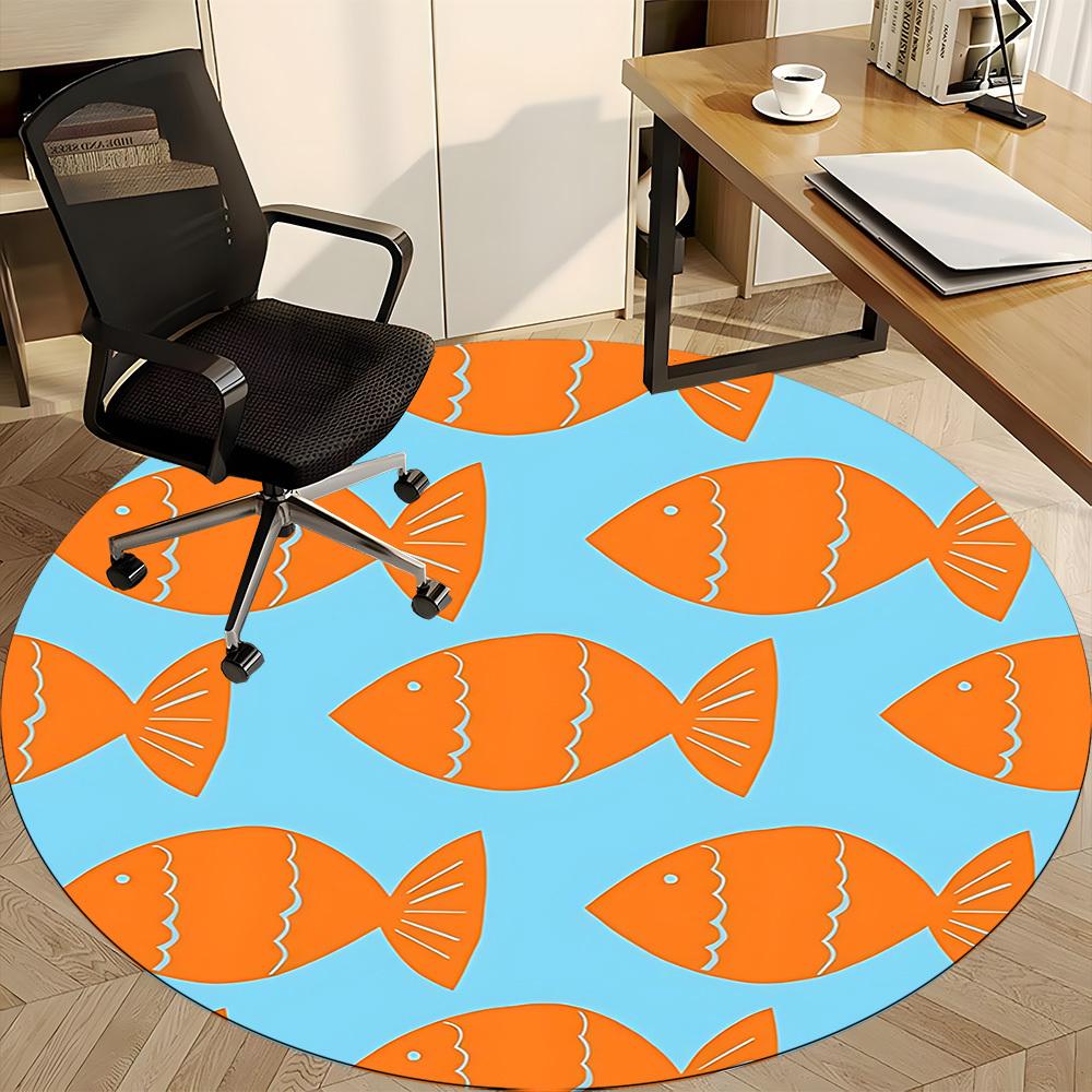 1pc Fish Pattern Chair Carpet for Office, Non slip, Soft and Durable Office Rug