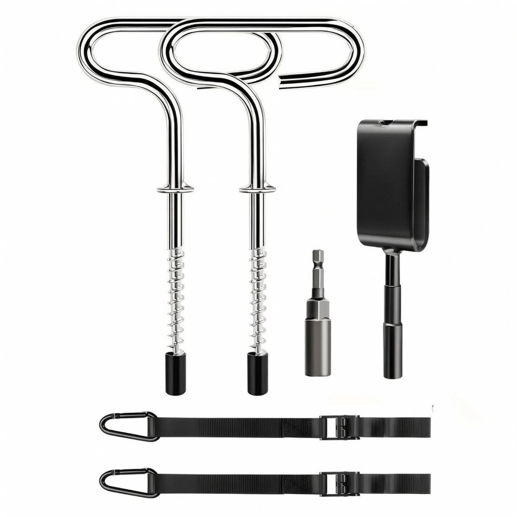 Ice Fishing Tent Anchor Kit with Cam Straps Heavy-Duty Shelter Tie down