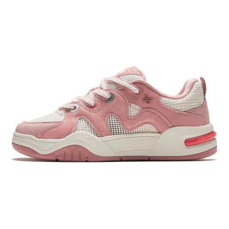 Anta Lifestyle Series Women Versatile Breathable Low-top Skate Shoes Pink Beige 122428061-2 38.5