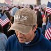 Distressed Washed Casual Baseball Cap with Embroidered USA 250 and Date Elements Adjustable Strap Unisex Hat for Everyday Wear