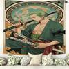 One Piece Roronoa Zoro Wall Tapestry Aesthetic Wall Hanging Printed Fabric Blanket Decorative Tapestries For Bedroom Living Room Home Decor