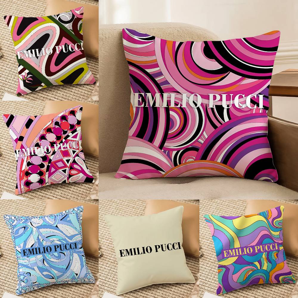 P-Prince Of Prints Emilio Pucci-Famous Pillow Case Comfort Sofa Bed Silky elegant Invisible zipper Decorative cushion cover