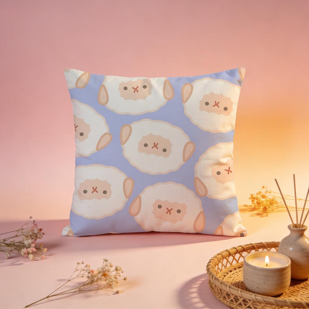 Fluffy Cute Sheep Graphic Cushion Cover Comfortable Durable Pillow Cover MultiScene for Home Office Car Sofa