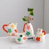 Colorful Flower Flower Vase Floral Arrangement Accessories Handle Pot Ceramic Vase Home Decoration Accessories Plant Pot