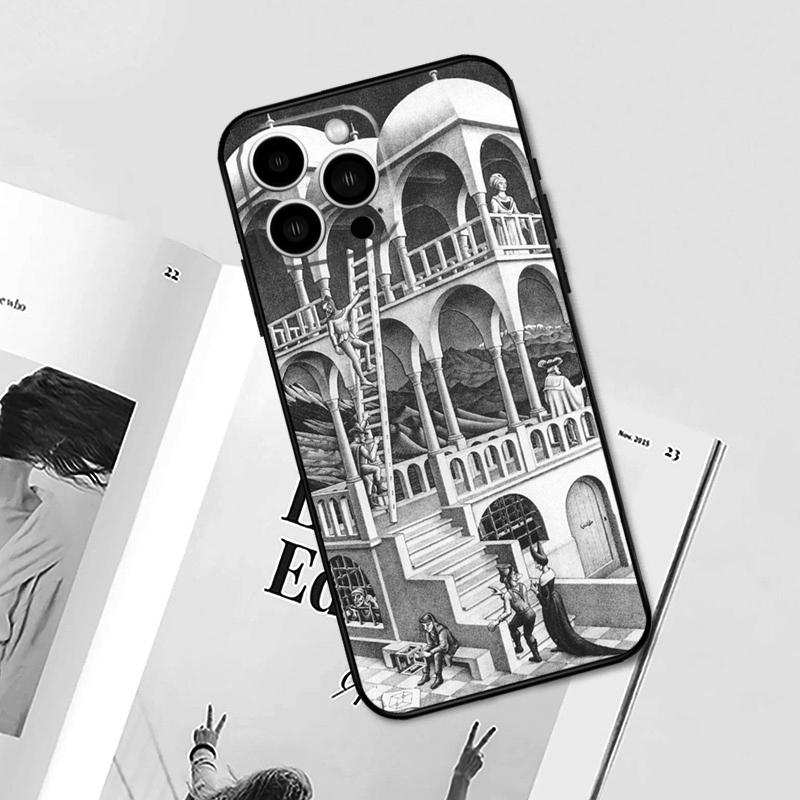 Escher Treppen Hülle Für iPhone 14 13 12 11 15 16 Pro Max Plus XS Max X XR 7 8 Plus 13 12 Mini Handyhülle