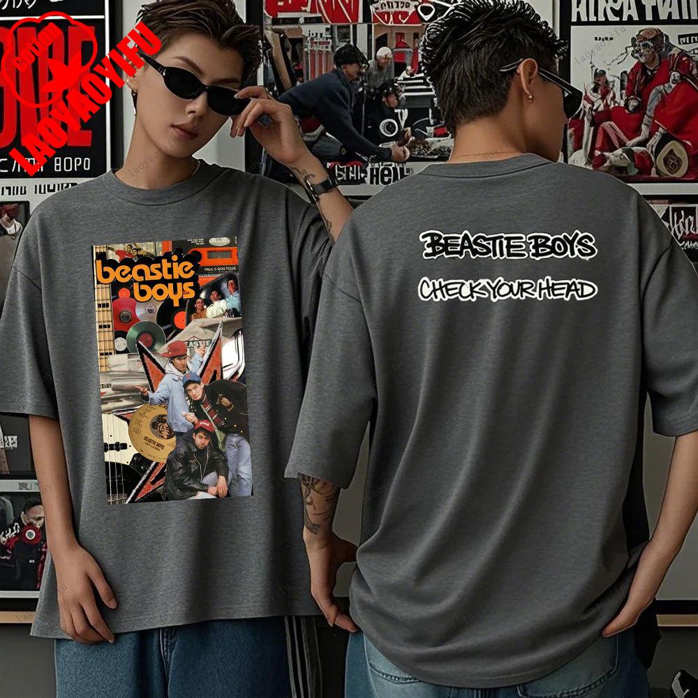 Beastie Boys T-Shirt Check Your Head T-Shirt Amerikanische Hip-Hop-Gruppe Schlichtes Modedesign Kurzarm-T-Shirt