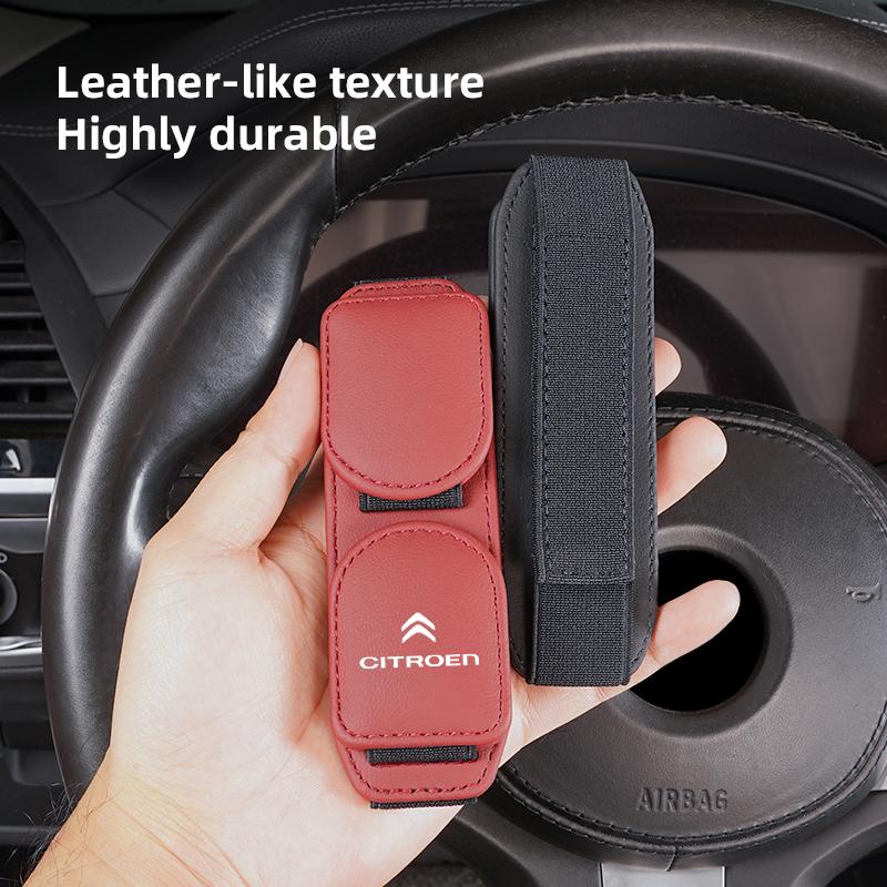 Leather Car Sun Visor Glasses Clip Eyeglass Holder Sunglasses For Citroen C5X e-C4 X e-C3 C4 C3 C5 Berlingo C-Elysee C-Crosser Akr256