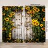 2pcs   spring summer Curtains Sunflower Barn Door Semi-Sheer Curtains Durable 100% Polyester Fabric Versatile All for Grey