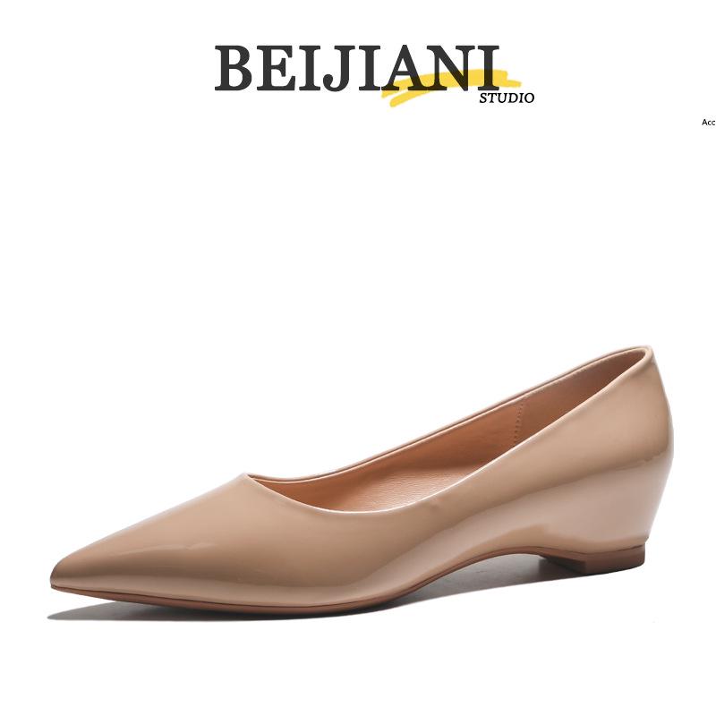 

BEIJIANI Женские туфли на танкетке с острым носком, увеличивающие рост 38