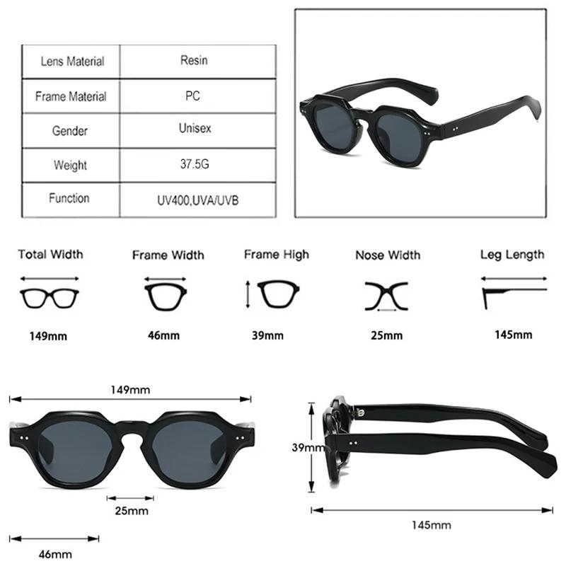 New Fashion Small Polygon Square Sunglasses Women Retro Rivets Shades UV400 Men Red Blue Sun Glasses