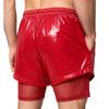 Herren Zweilagige Badeshorts Kordelzug Elastischer Bund Wasserdicht Fitness Schwimmen Sportshorts