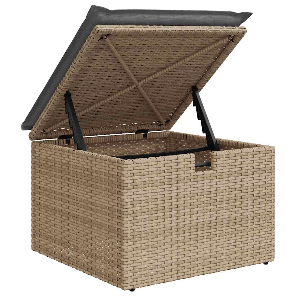 5 Piece Garden Sofa Set with Cushions Beige Poly Rattan