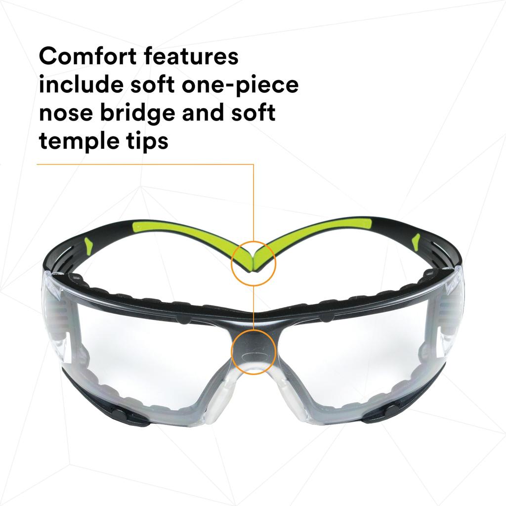 3M SecureFit Safety Clear with Glasses, Lens, Gasket, SF401AF-FM [Used]