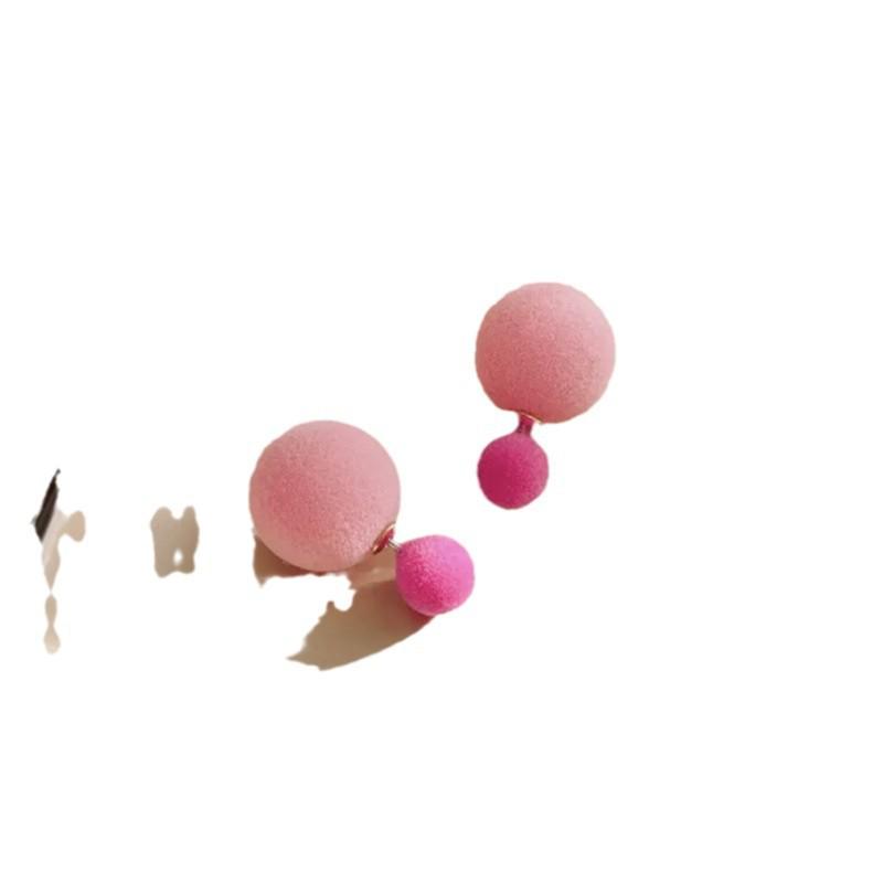 Elegant Two-Tone Round Ball Earrings: Double-Sided, High-End, Cute Studs for Daily Wear
