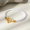 Classic Women's Trendy Flower Heart Shaped OT Lock Braided Leather Bracelet, Fashion Designer Bracelets, Party Jewelry Gift