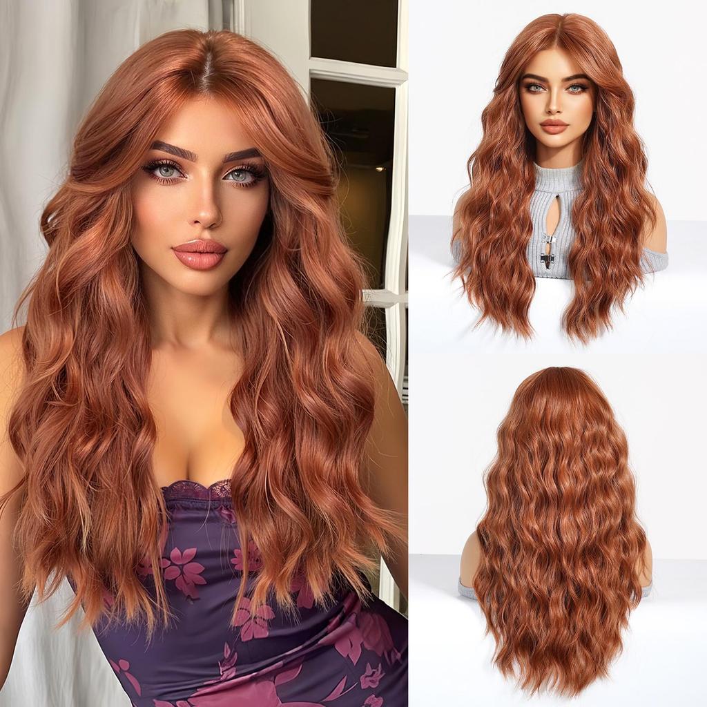 BLONDE UNICORN Synthetic Wig PDark Brown Curly Wavy Wigs with Bangs Cosplay Party UseHeat Resistant Fiber for Women Girl