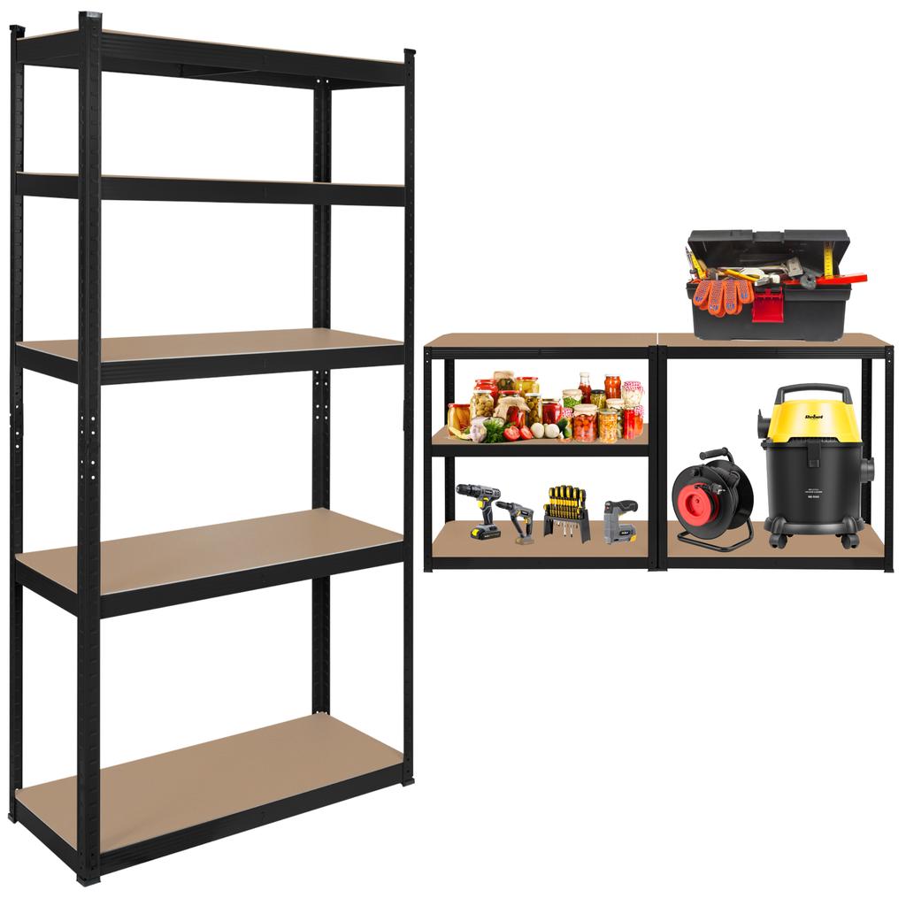Rebel 2-in-1 metal storage rack, 5 shelves, garage, 180x90x40cm, 750kg
